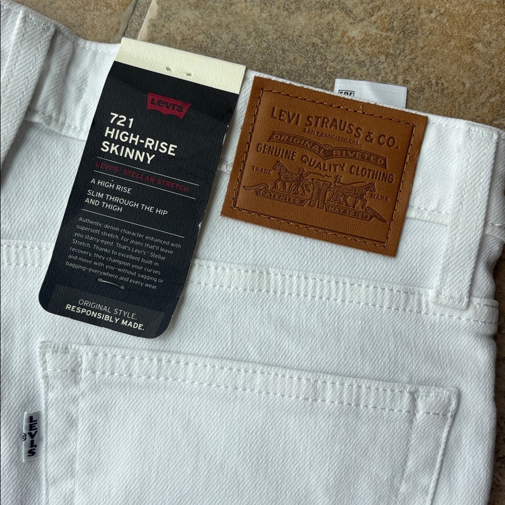 Levi's 721 high rise skinny white jeans pants size 30 x 30 $90 new - Picture 9 of 14